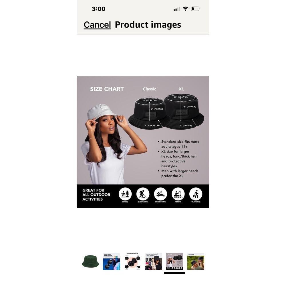 Hairbrella Satin-Lined Waterproof Bucket Hat Brimmed Hat - Army Green